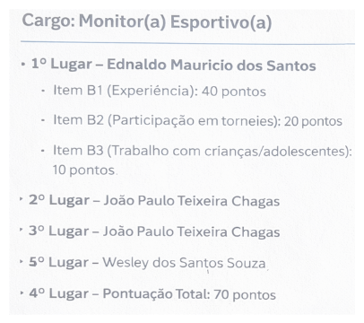 RESULTADO FINAL - GERAÇÃO ESPORTE